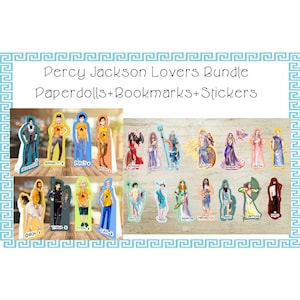 Percy Jackson Lovers Bundle/greek Gods and Percy Jackson paperdolls+ Camp Half Blood Bookmarks+ Greek Gods and Percy Jackson stickers
