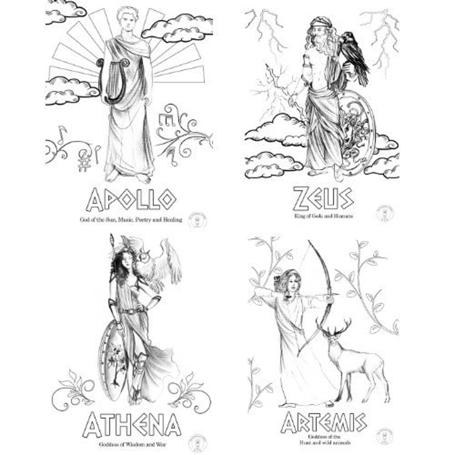 Greek Gods Coloring Pages: Olympian Mythology (PDF Download) - Etsy