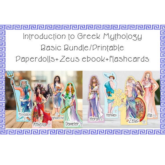 Greek Mythology Bundle: Zeus Ebook, Paperdolls, Flashcards (PDF