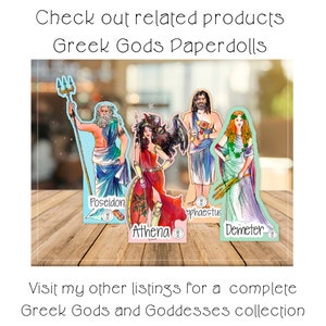 Greek Gods and Goddesses Scrapbook paper. Downloadable papers beautifully illustrated with God Zeus, Goddess Athena and 12 Olympian Gods. image 9