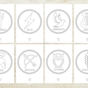 Greek Gods Symbols Coloring pages/ digital download/ 16 Greek Gods symbols ready to download and color as you like