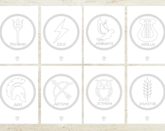 Greek Gods Symbols Coloring Pages: 16 Mythological Illustrations (Digital Download)