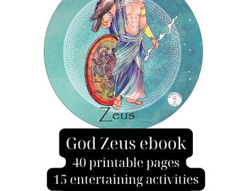 God Zeus ebook/best book for teaching Greek Mythology/how it all started/homeschooling Greek Mythology/40 pages download/greek gods poster