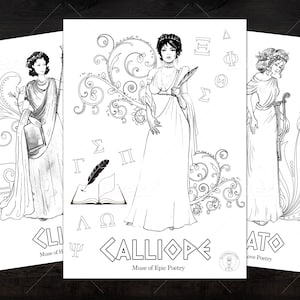 Páginas para colorir de Nove Musas/se você adora mitologia grega e deusas gregas, este é um item obrigatório! Bônus grátis Pôster de Nove Musas!