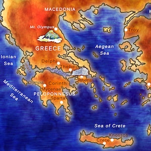 Antike Griechenland-Karte / Lehren Sie etwas über das antike Griechenland oder über die griechische Mythologie? Holen Sie sich diese schöne antike Griechenland-Karte jetzt!