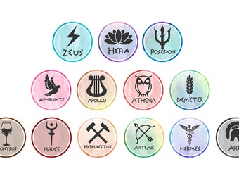 Pegatinas de vinilo de dioses griegos: inspiradas en Percy Jackson, de color o plateadas (13 unidades)