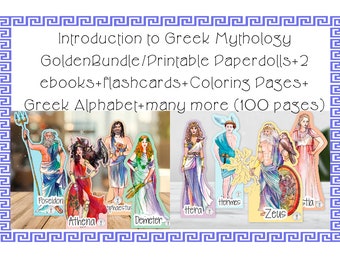 Greek Mythology Bundle: Paperdolls, Flashcards, Coloring Pages (Digital Download)