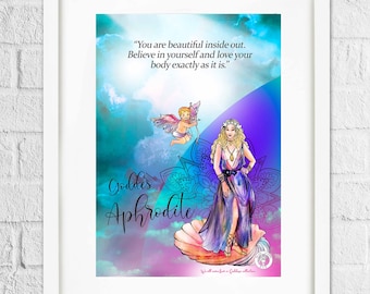 Greek Goddess print/Goddess Aphrodite/Greek Mythology Goddess of Beauty and Love /A4, A5 files instant download- bonus Greek Goddess cards