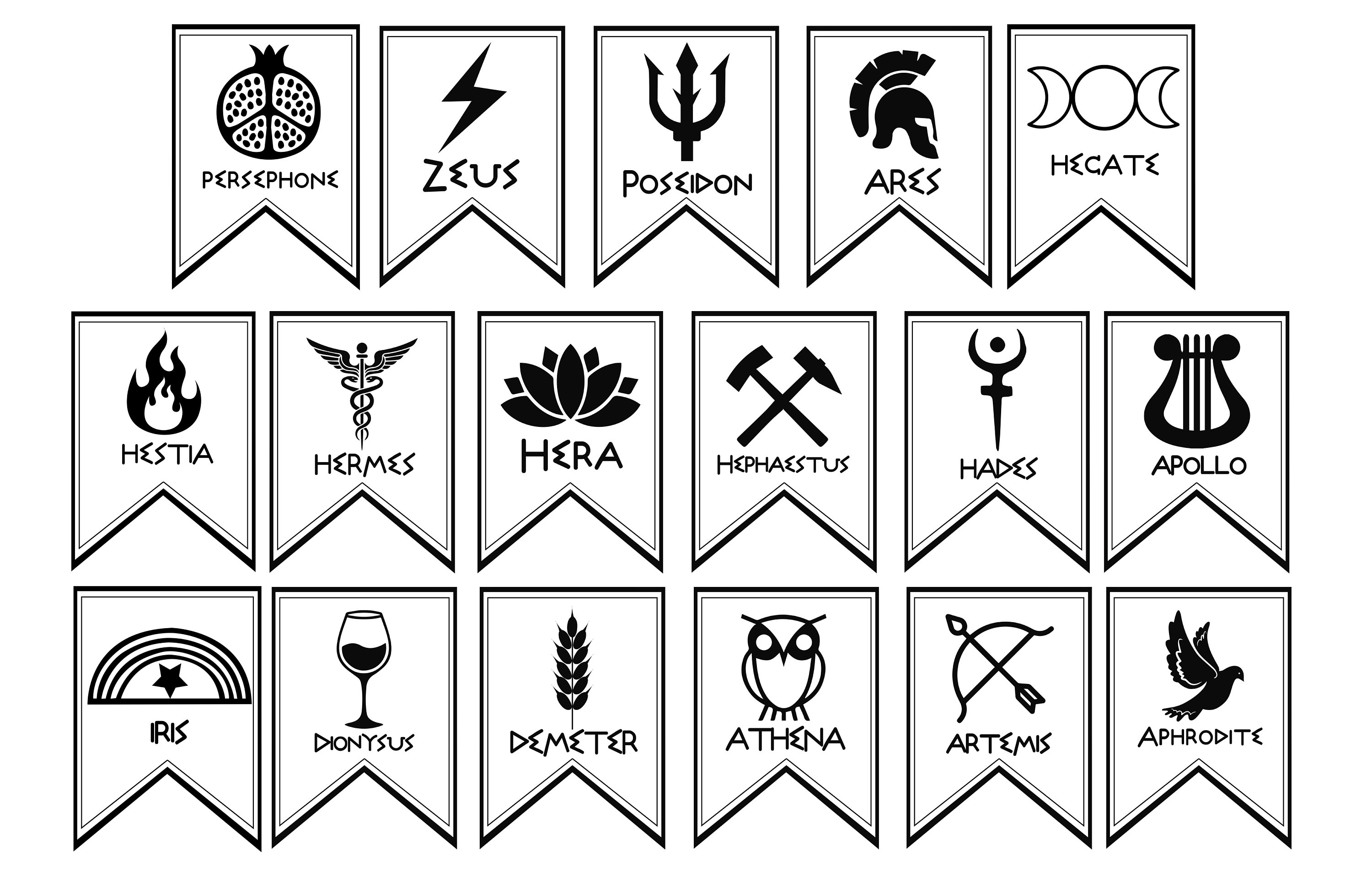 Greek Gods Symbols Banner big version/Percy Jackson Etsy