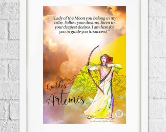Göttin Artemis Print: Griechische Mythologie Kunst (A4, A5 digitaler Download)