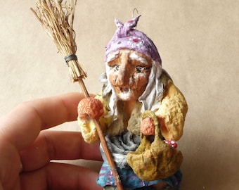 Baba yaga ornament Fairy tale ornament Spun cotton christmas ornaments