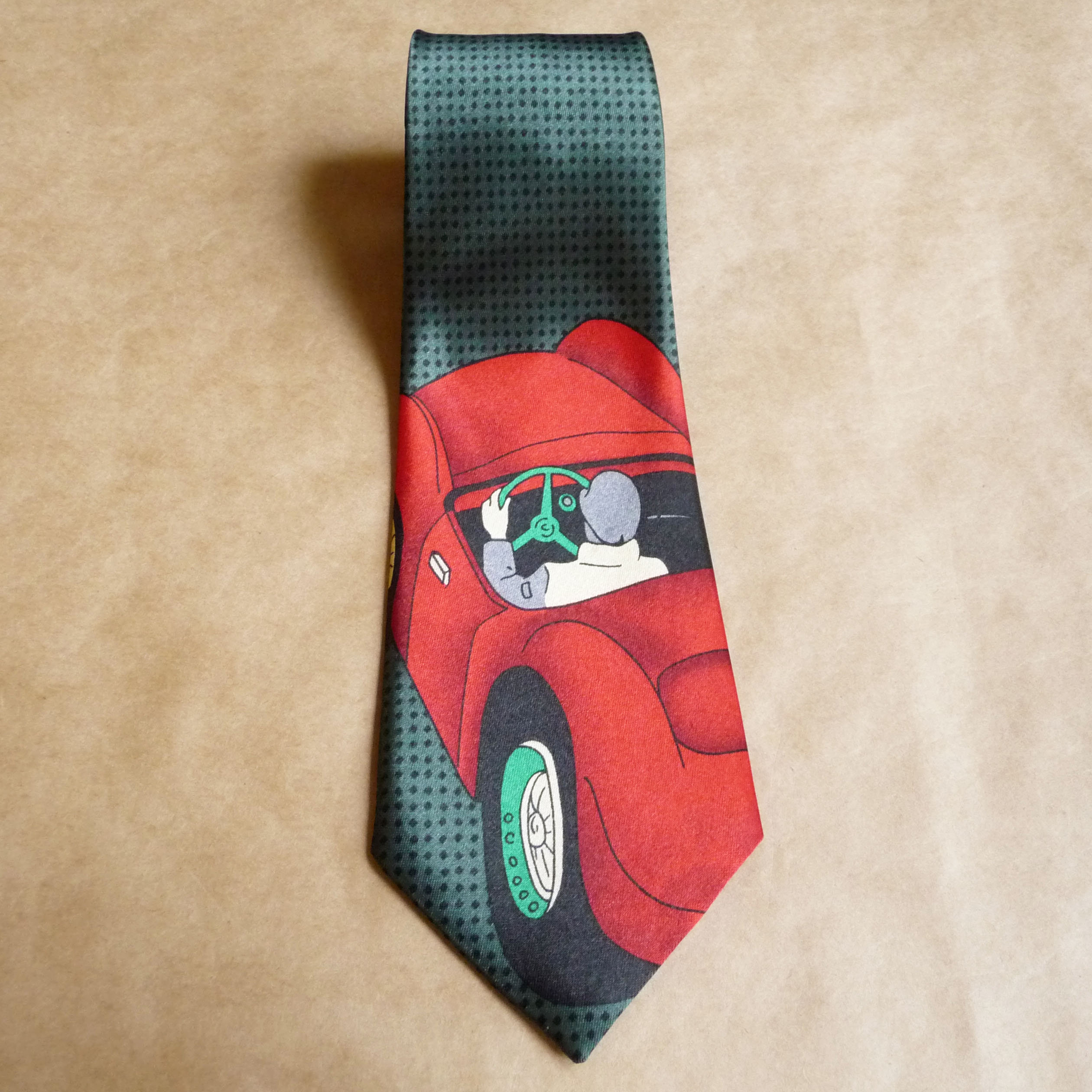 Car tie Retro car print red neck tie Mechanic gift Funny Etsy