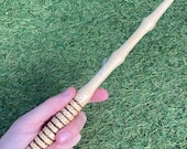 Bamboo Wand 11 1/2 inch, Burnt Pyrography Design, Wizardry Magic Cosplay Prop Handcrafted England