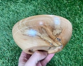 Hand-turned Cherry Wooden Bowl 14.5cm UK Hand Carved Ornamental Trinket Fruit Bowl