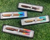 Handmade Wood Turned Ballpoint Pen: Walnut, Sapele, Beech, or Tia Burr. UK Made