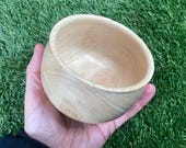 Hand Turned Ash Wooden Fruit Bowl 11cm UK Carved Ornamental Trinket Desk Organiser