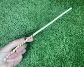 Short 11 Inch Wand, Willow Wood Pyrography Design, Handmade UK, Witchcraft Wizardry Pagan Magical