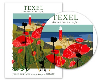 Texel Poster Print, Texel eiland Kunst, Texel illustratie Kaart