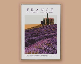 France travel poster, France illustration wall-Art, France Lavender fields, Provence Poster Art