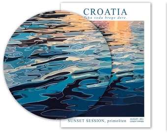 Croatia Travel Poster, Ocean Sunset art, Sea Croatia water wall-art, Hrvatska Illustration
