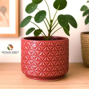 Handmade Diamond Ceramic Pot Planter: Indoor Outdoor Decor