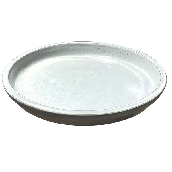 White Ceramic Round Planter Plant Saucer Catching Tray Heavy Glaze  10" 12" 14" 16" 18"