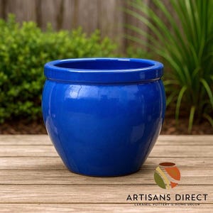 Modern Ceramic Planter with Rim High Gloss Pot Planter - Indoor & Outdoor Ceramic  Pots for Plants Flower Pot Gift Idea