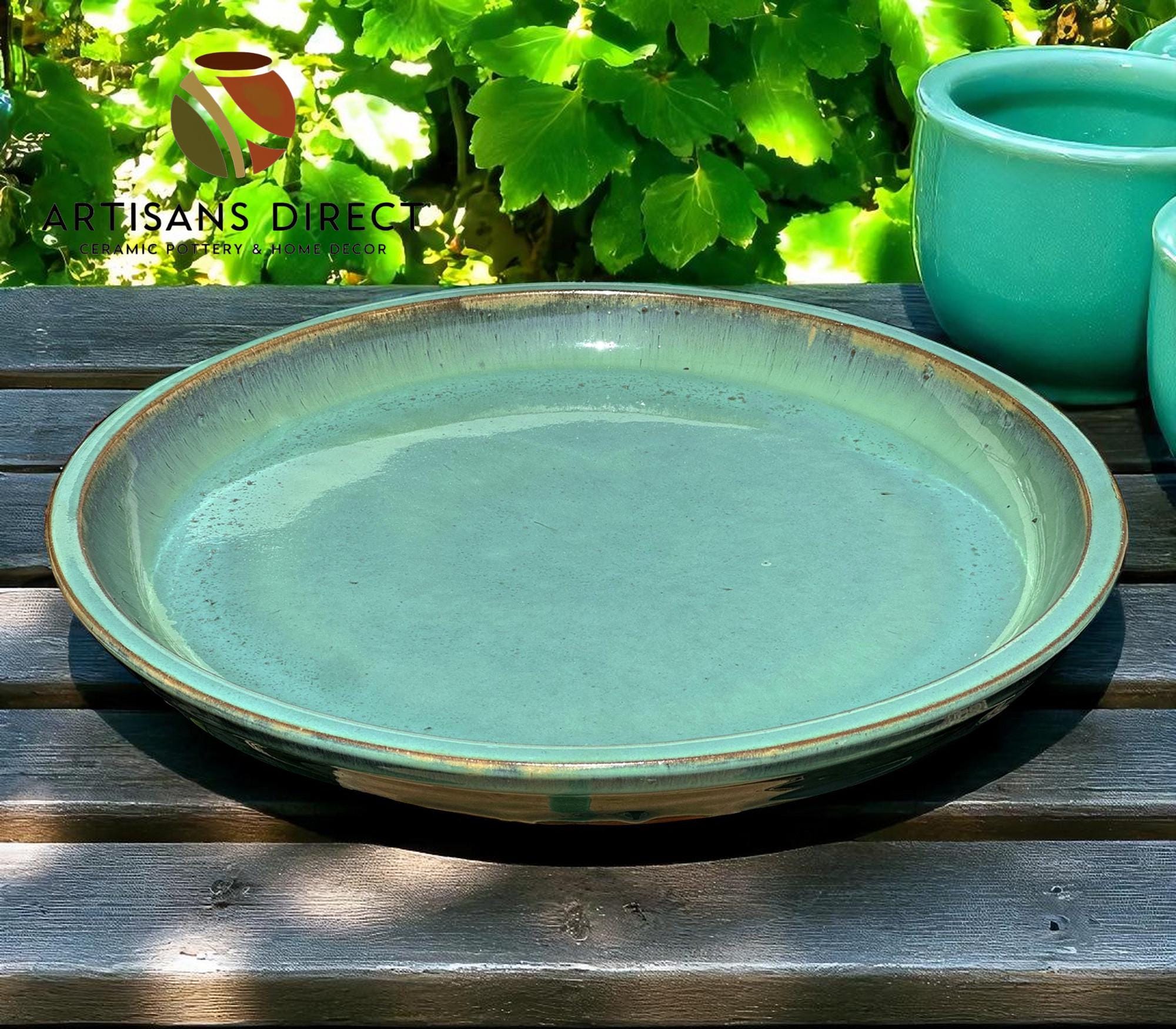Ceramic Round Planter Saucer | Blue Aqua White Turquoise | DECORA