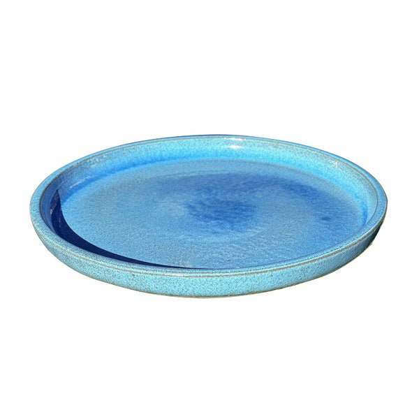 Ceramic Round Planter Saucer Ceramic Plant Saucer Catching Tray Heavy Glaze Blue Aqua Jade White 8" 10" 14" 16" 18" Reactive Color