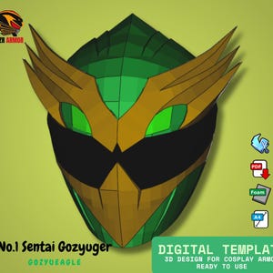 DIY Digital Template No 1 Sentai Gozyuger-GozyuEagel Helm Cosplay EVAFOAM