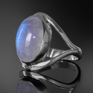 Natural Moonstone 925 Sterling Silver Gemstone Jewelry Statement Ring Gift for women Boxed - Stone jewellery / Boho Birthstone