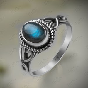 Vintage Labradorite Silver Ring - Etsy UK