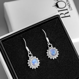 Sterling Silver Moonstone Dangle Earrings: Boho Gemstone Jewelry