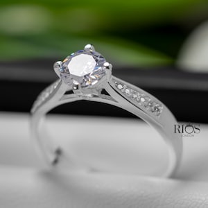925 Sterling Silber Solitär Braut Verlobungsring für Frauen Rundschliff Diamant 1.0 ctw Geschenkbox