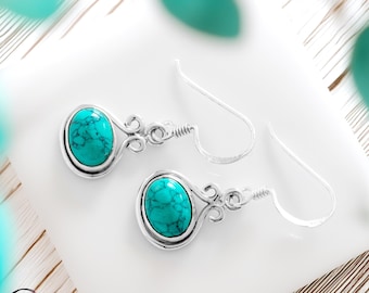 Sterling Silver Turquoise Earrings: Handmade Boho Gemstone Jewelry