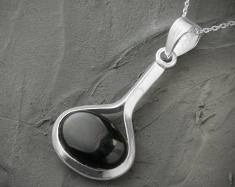 925 Sterling Silver Gemstone Natural Onyx Necklace Oval Pendant with Chain Gift Boxed- Boho Jet Black Stone Jewellery For Women Rios London