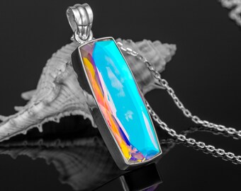 Jumbo gemstone glitter chunky teardrop pendant
