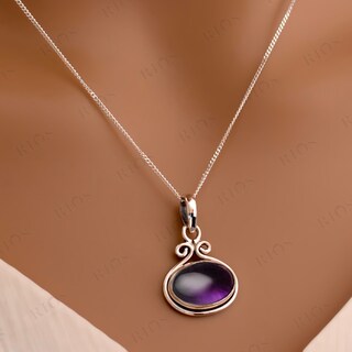 Jeweloporium Collana Boho In Argento 925 Con Ametista, Granato, Onice E Perla - Fatto A Mano, Pietre Preziose Naturali, Donna