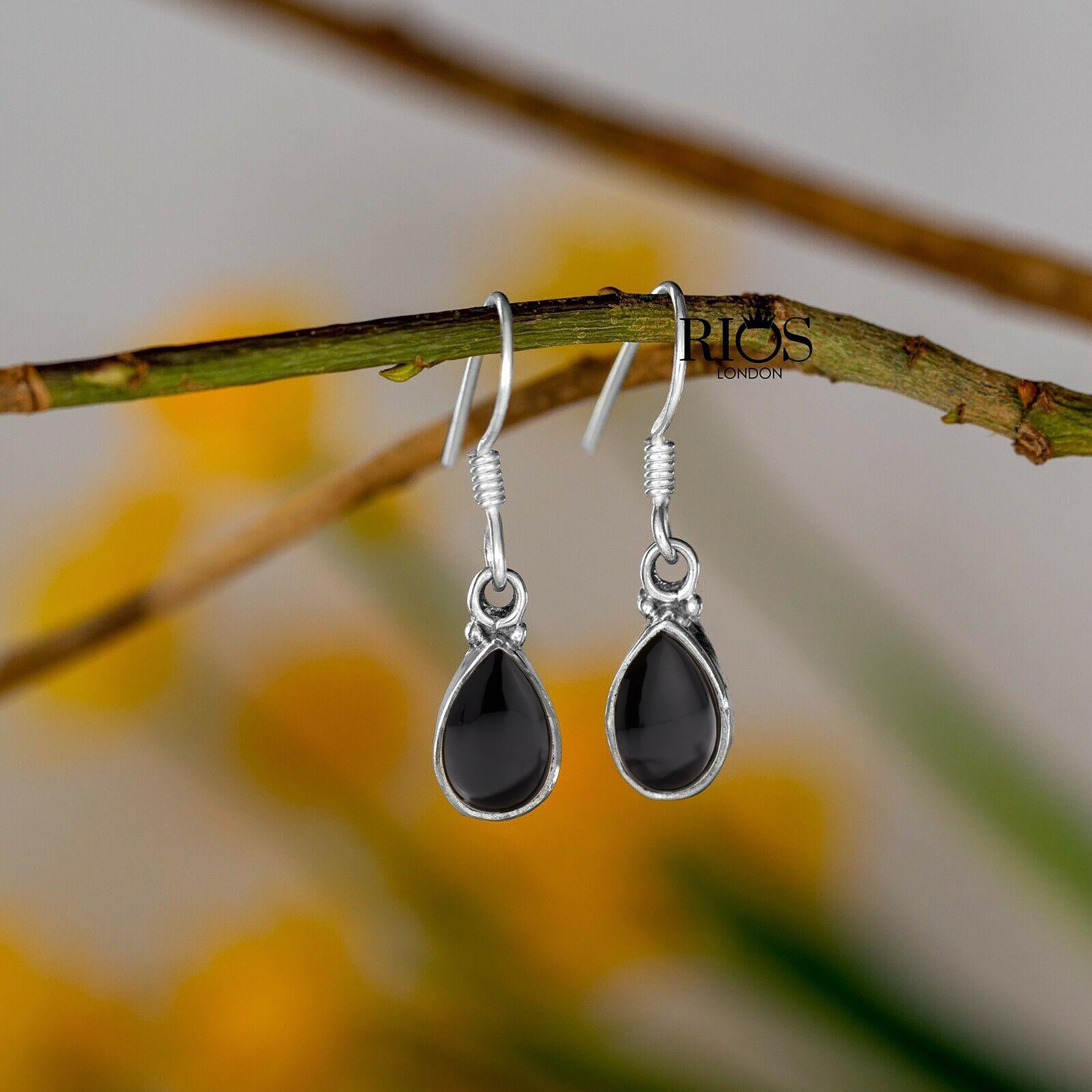 Orecchini pendenti ovali in argento sterling 925 autentico, fatti a