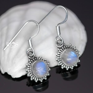 Boho Opal Sun & Moon Drop Earrings & Necklace Set | Asymmetrical Celestial Jewelry In Antiqued Silver | Moonstone Stone