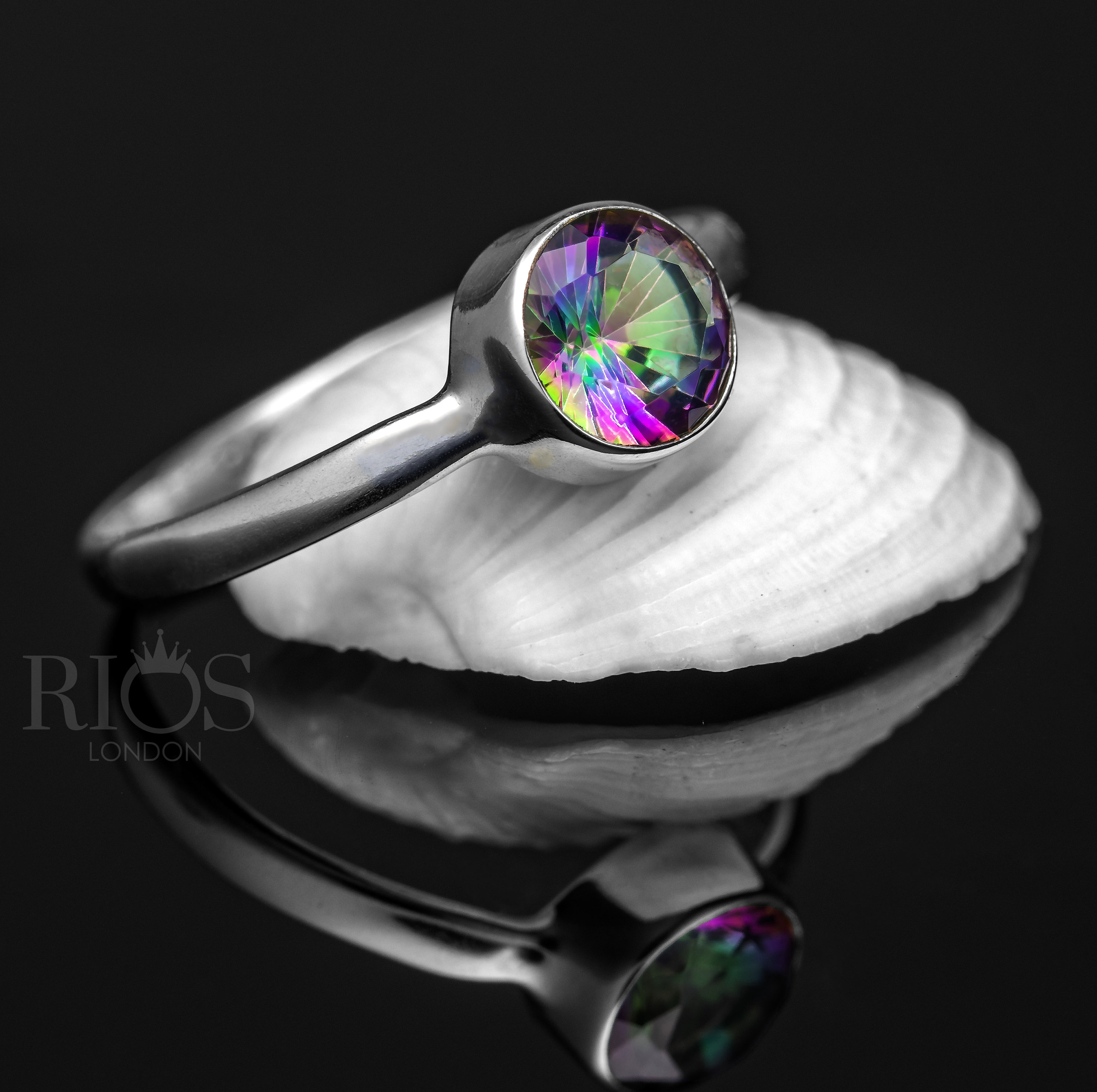 Elegant 925 Sterling Silver Mystic Fire Topaz Facet Cut