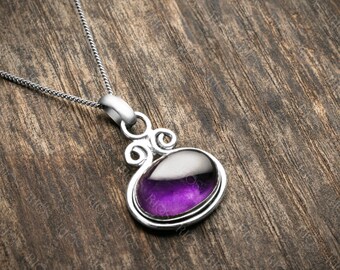 Collana Artigianale In Argento 925 Con Ciondolo Ovale In Ametista E Onice – Gioiello Boho Donna