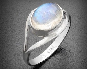 Handmade Oval Moonstone Ring: 925 Sterling Silver Boho Jewelry
