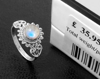 Elegant MOONSTONE 925 Sterling Silver Gemstone Boho Ladies Ring  - Statement ring - Moonstone jewellery / gemstone jewelry Rios London