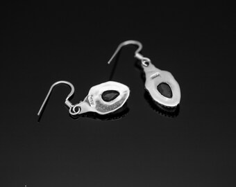 Orecchini Pendenti Boho In Argento 925 Fatti A Mano Con Granato A Pera, Lapislazzuli E Agata - Regalo Donna, Ipoallergenici