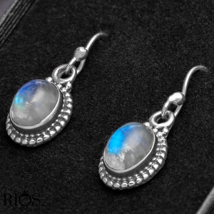 Handgemachte Sterling Silber Mondstein Ohrringe: Boho Edelstein Schmuck