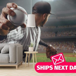 Baseball wallpaper mural / Sports Mural, Peel and Stick Removable Vinyl or Fabric, Non-pasted Wallpaper