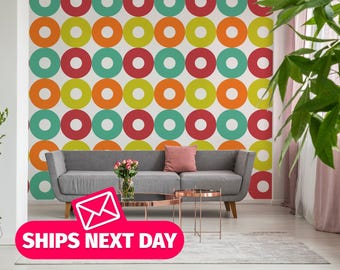50s / Retro Mural, Peel and Stick Removable Vinyl or Fabric, Non-pasted Wallpaper