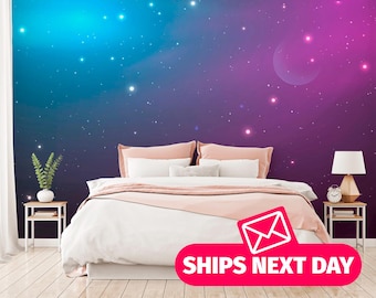 Night Sky Lights Mural – Peel & Stick Space Dream Wallpaper