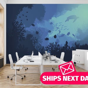 Nautisches / Unterwasser-Wandbild, Schälen und Aufkleben, Abnehmbares Vinyl oder Stoff, Nicht-Klebstoff-Tapete